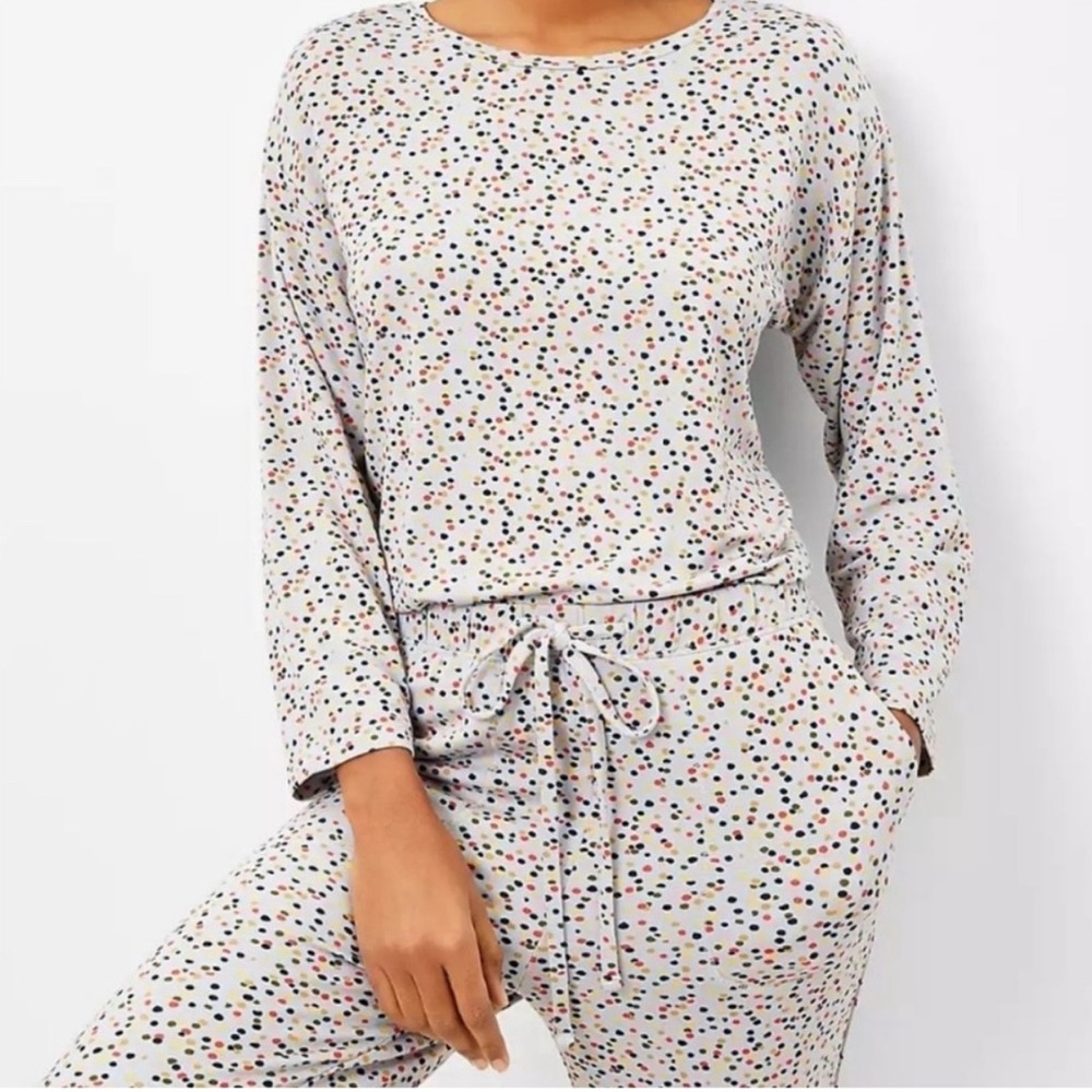 Loft Sleep Soft & Cozy Gray Multicolor Polka Dot PJ Lounge Set